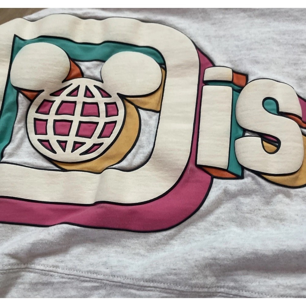 Walt Disney World Crew Neck Pullover Sweatshirt Gray Colored Lettering Back Arms - Picture 7 of 7